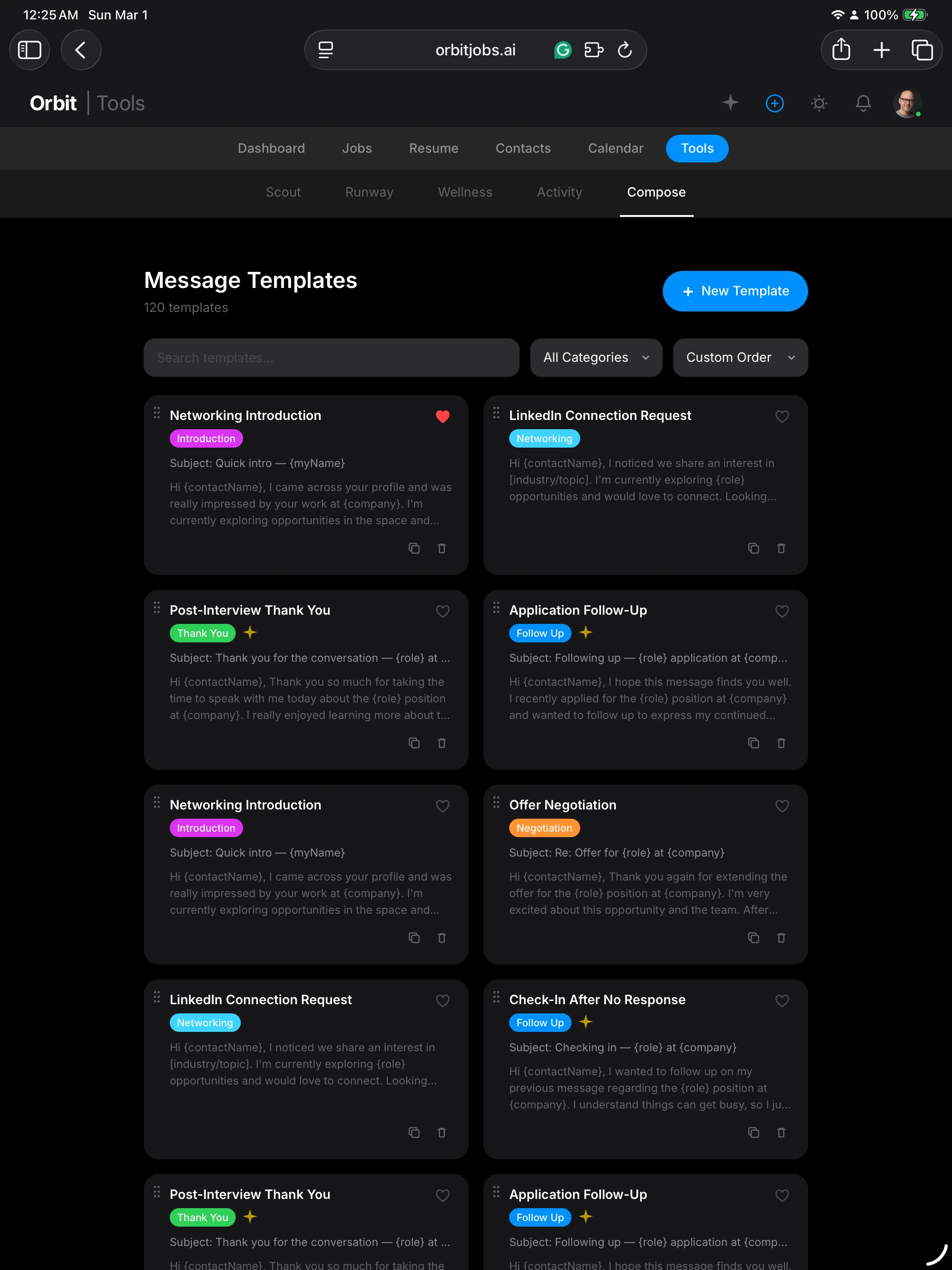 Orbyt smart follow-up reminders with email templates for job applications